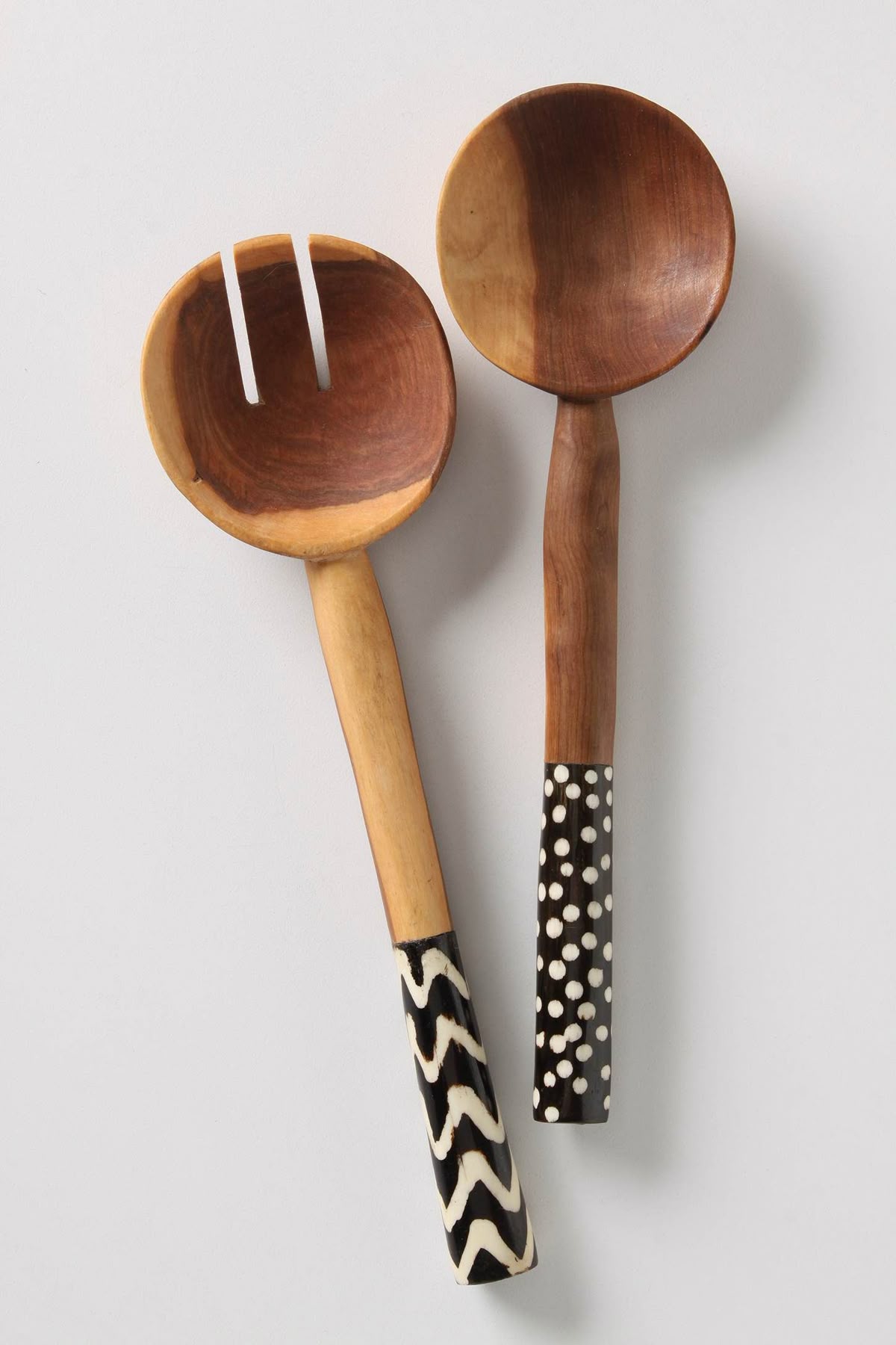 Classic olive wood salad servers