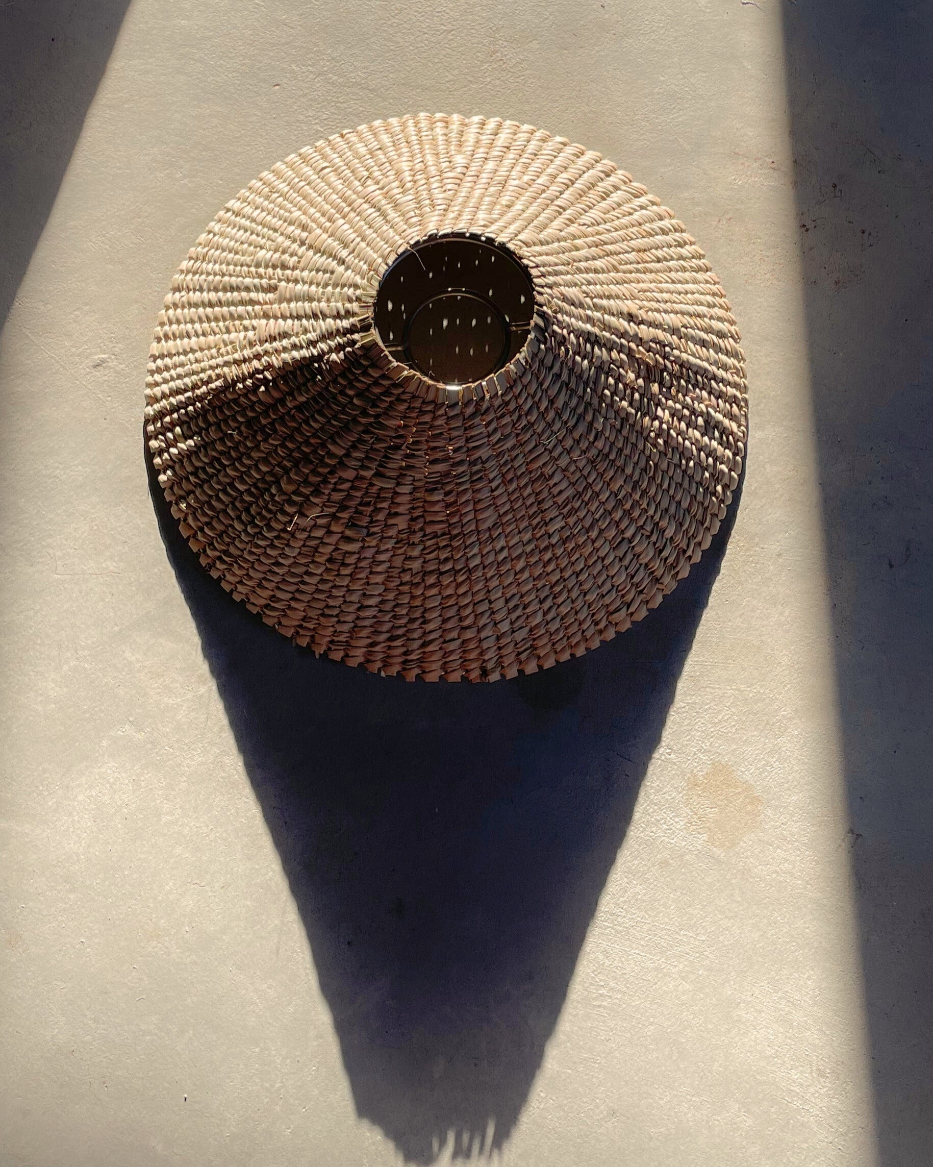 Handmade natural grass pendant hanging light lampshade woven lighting outdoor friendly customisable new modern safari lodge luxury interior