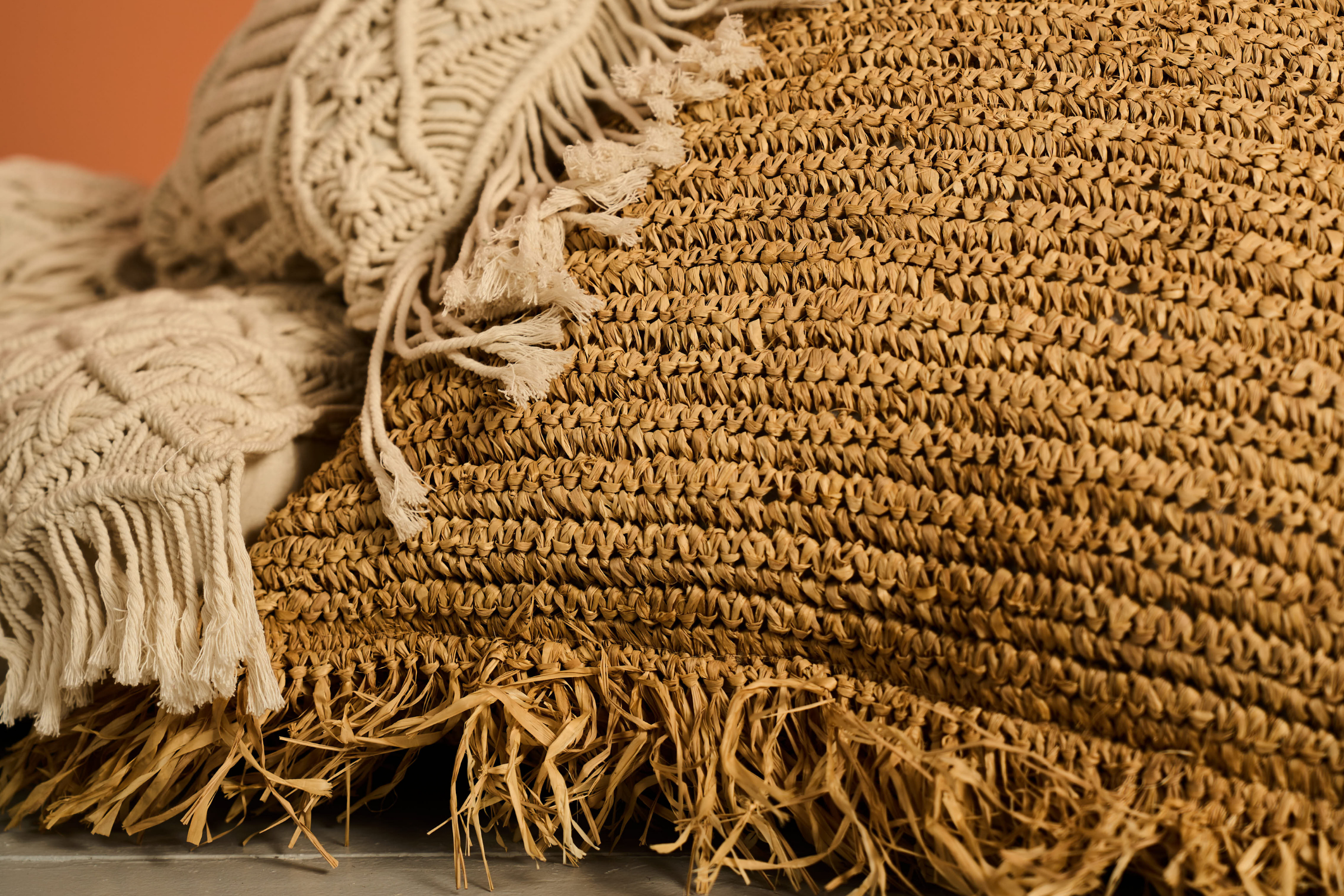Raffia cushion cover scatter soft furnishings 