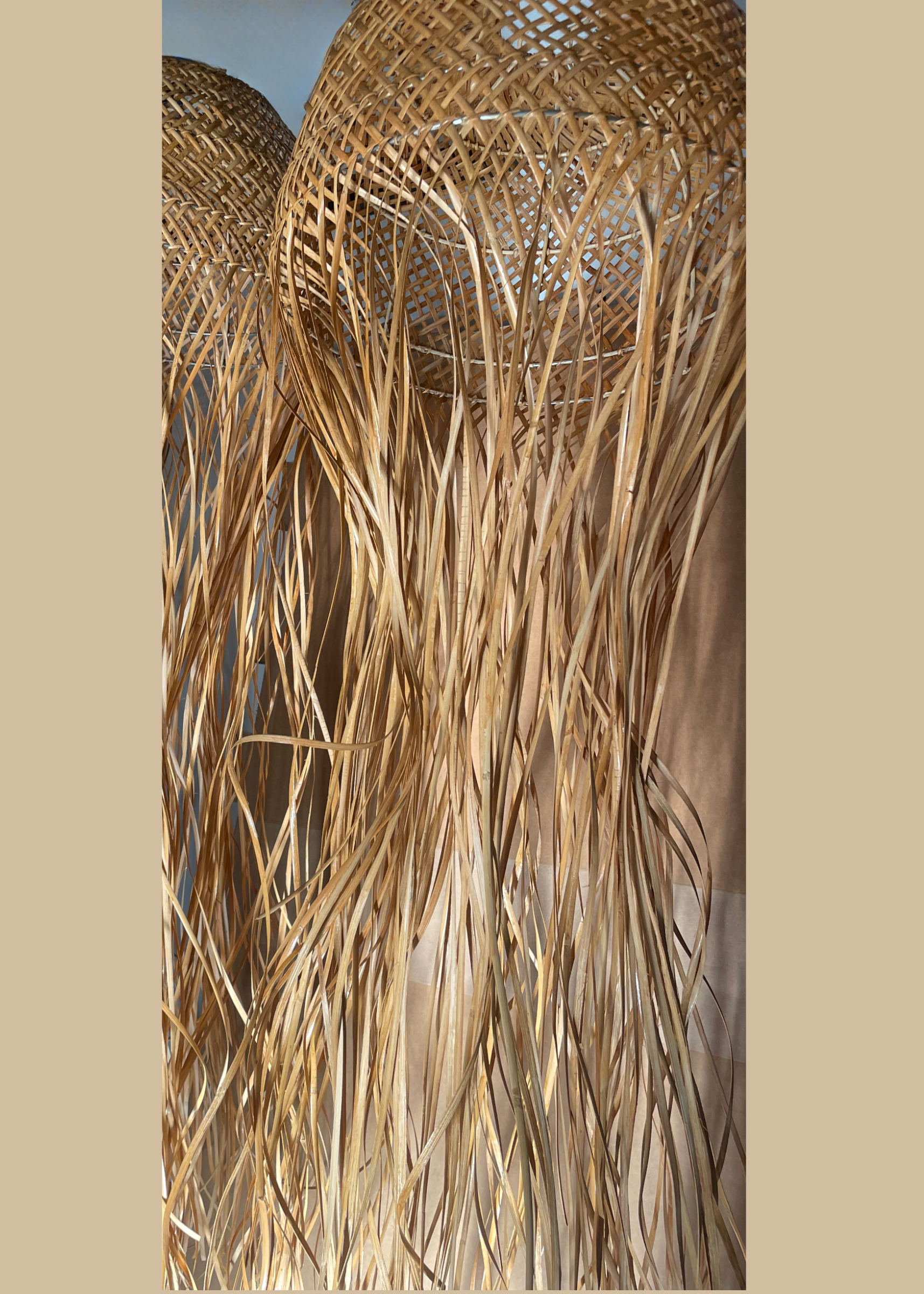 customisable handmade pendant lampshade interior design project restaurant lodge wide weave jellyfish with long tentacles in rattan 