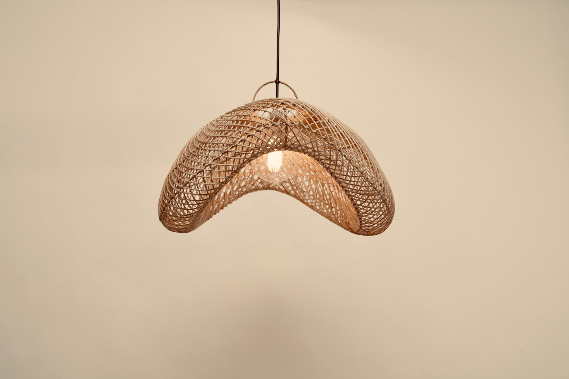 Woven pendant lighting as seen in Checkers' butcheries from bamboo on stainless steel 