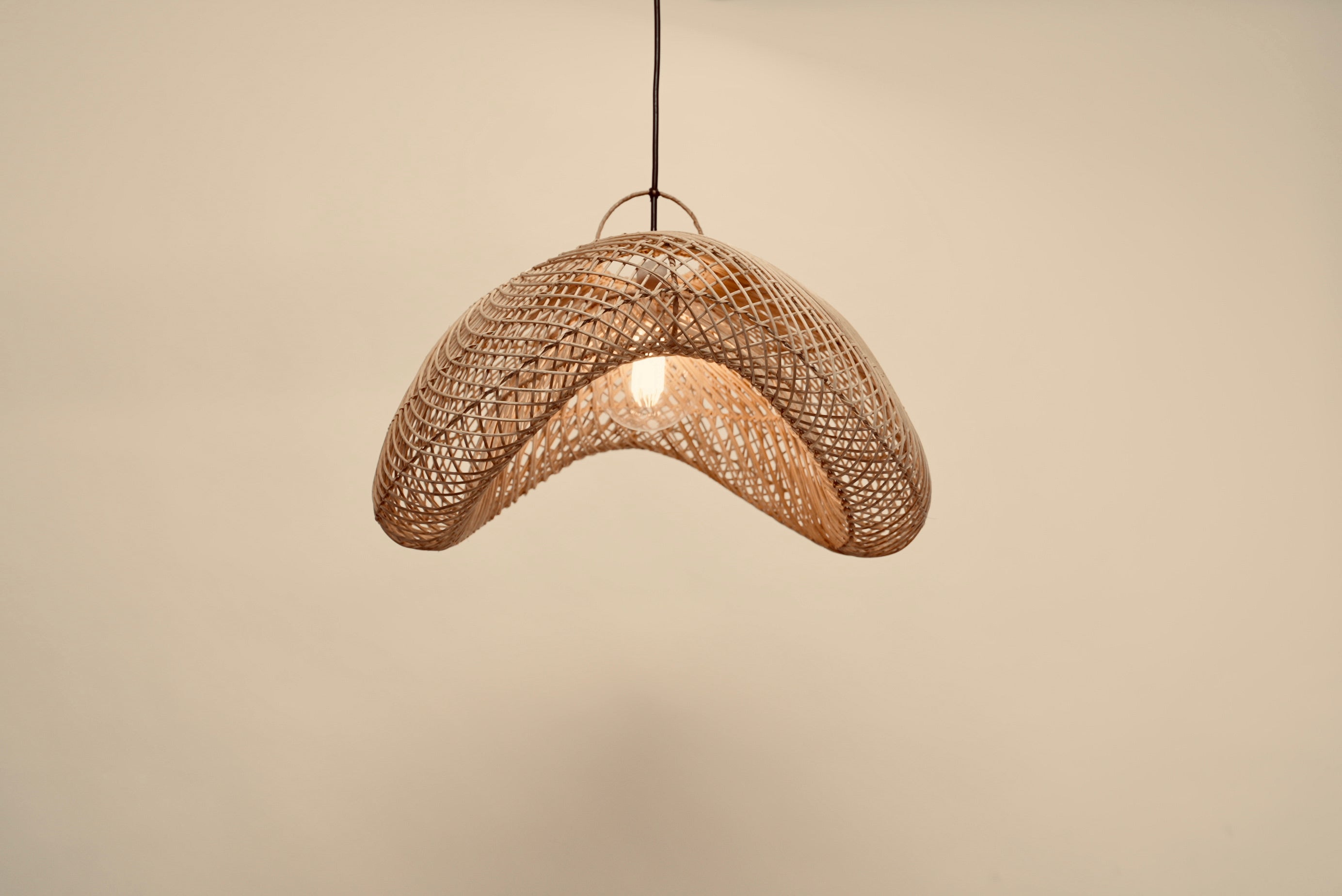 Woven pendant lighting as seen in Checkers' butcheries from bamboo on stainless steel 