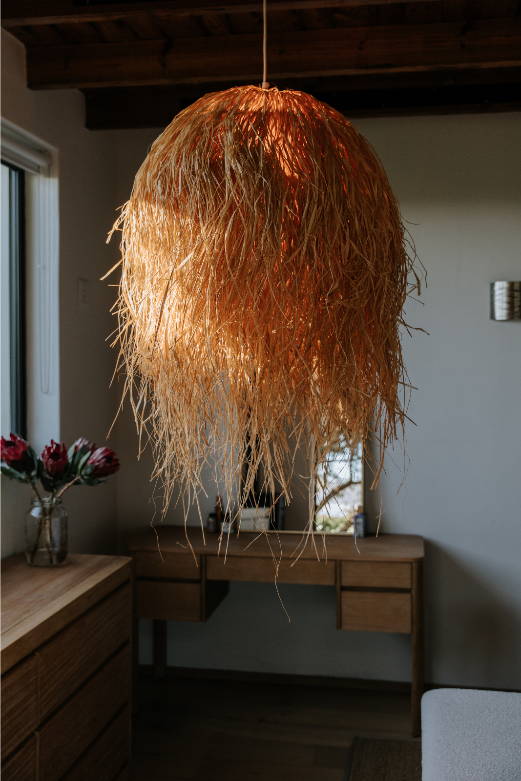 Bush baby dome raffia pendant