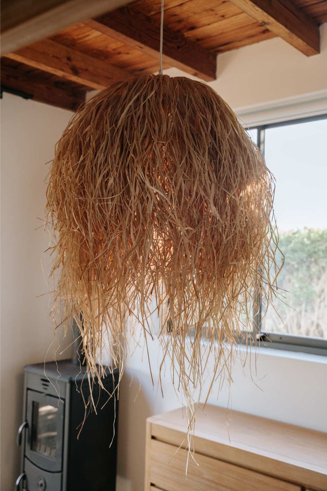 Bush baby dome raffia pendant