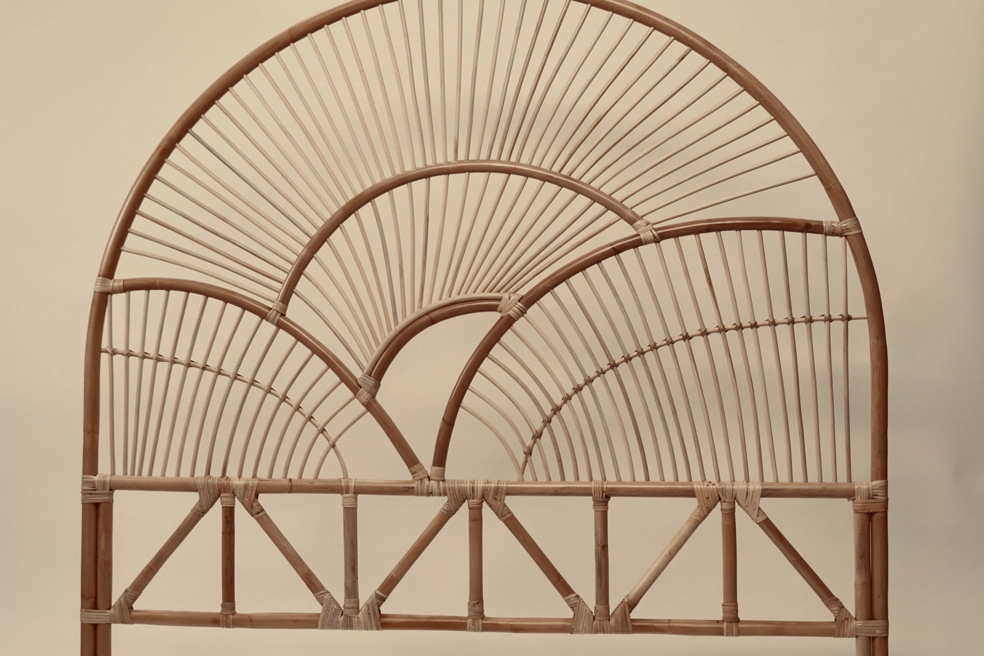 Hand woven bamboo headboard