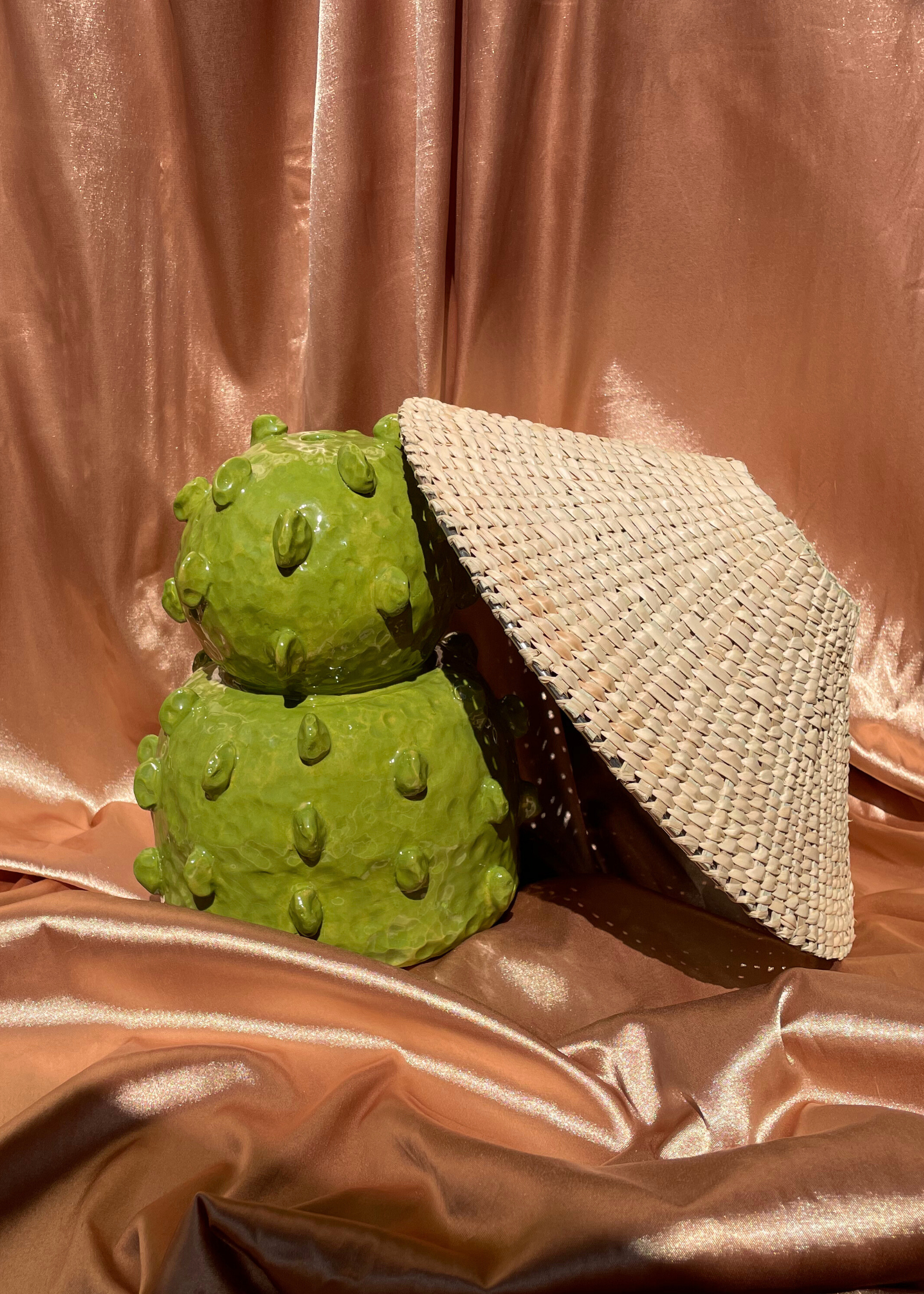 Grass green textured lamp base and beige woven lampshade brass fittings custom color cord table bedside lamp ceramic base custom