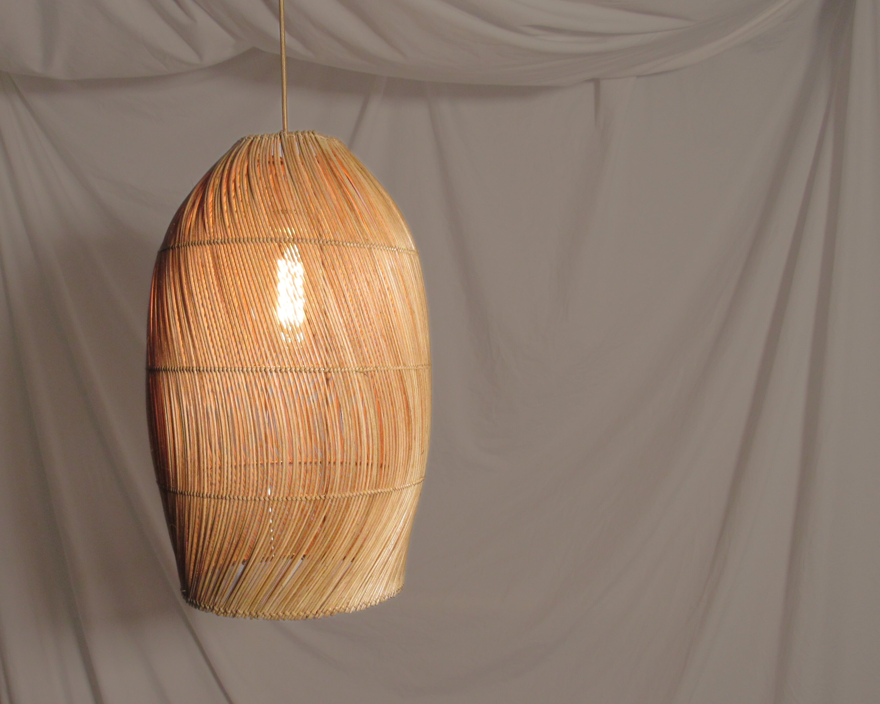 S-line weave modern lampshade for Zorora sofa, bamboo on stainless steel, locally made
