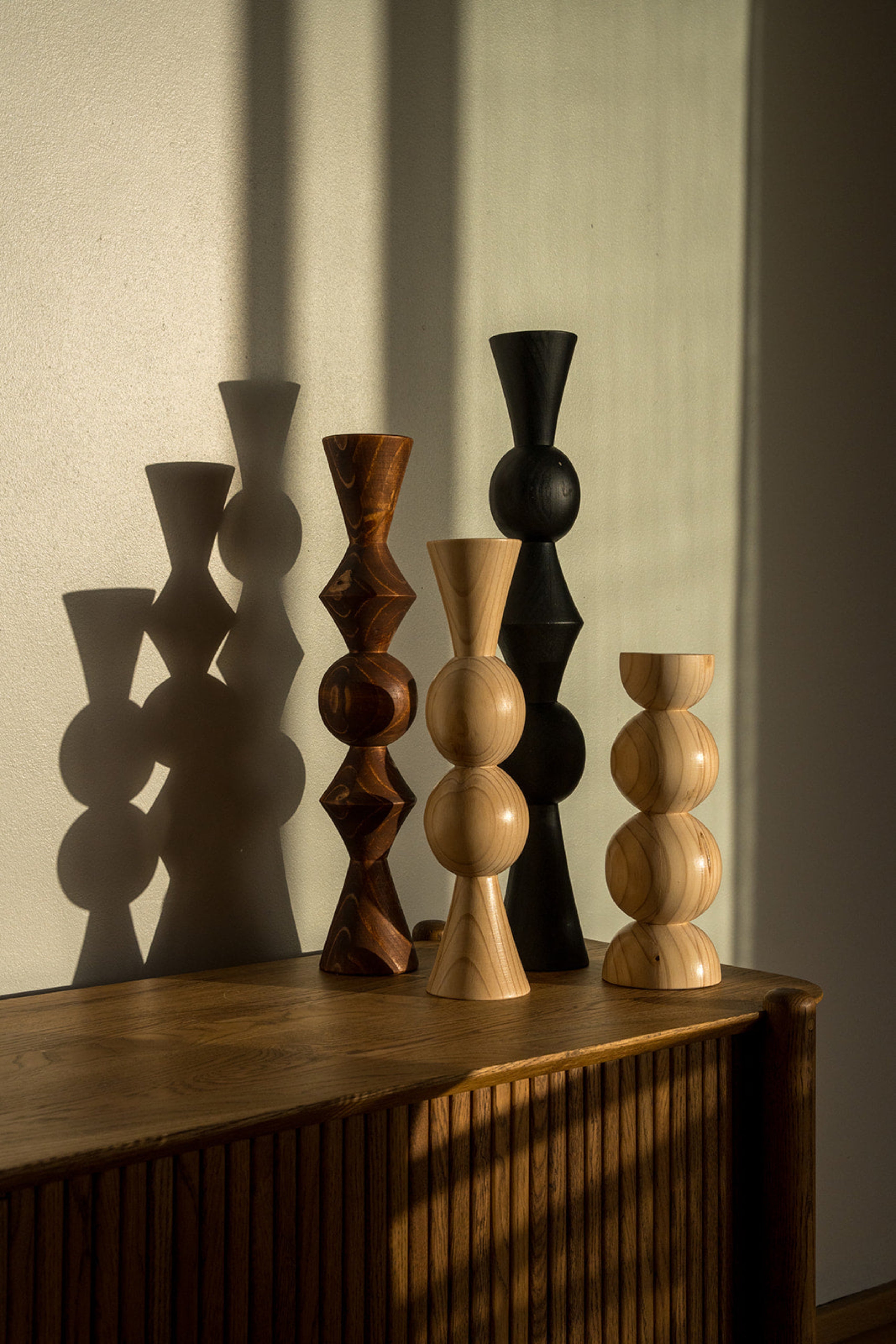 Handcrafted customisable wood-turned candle holders 