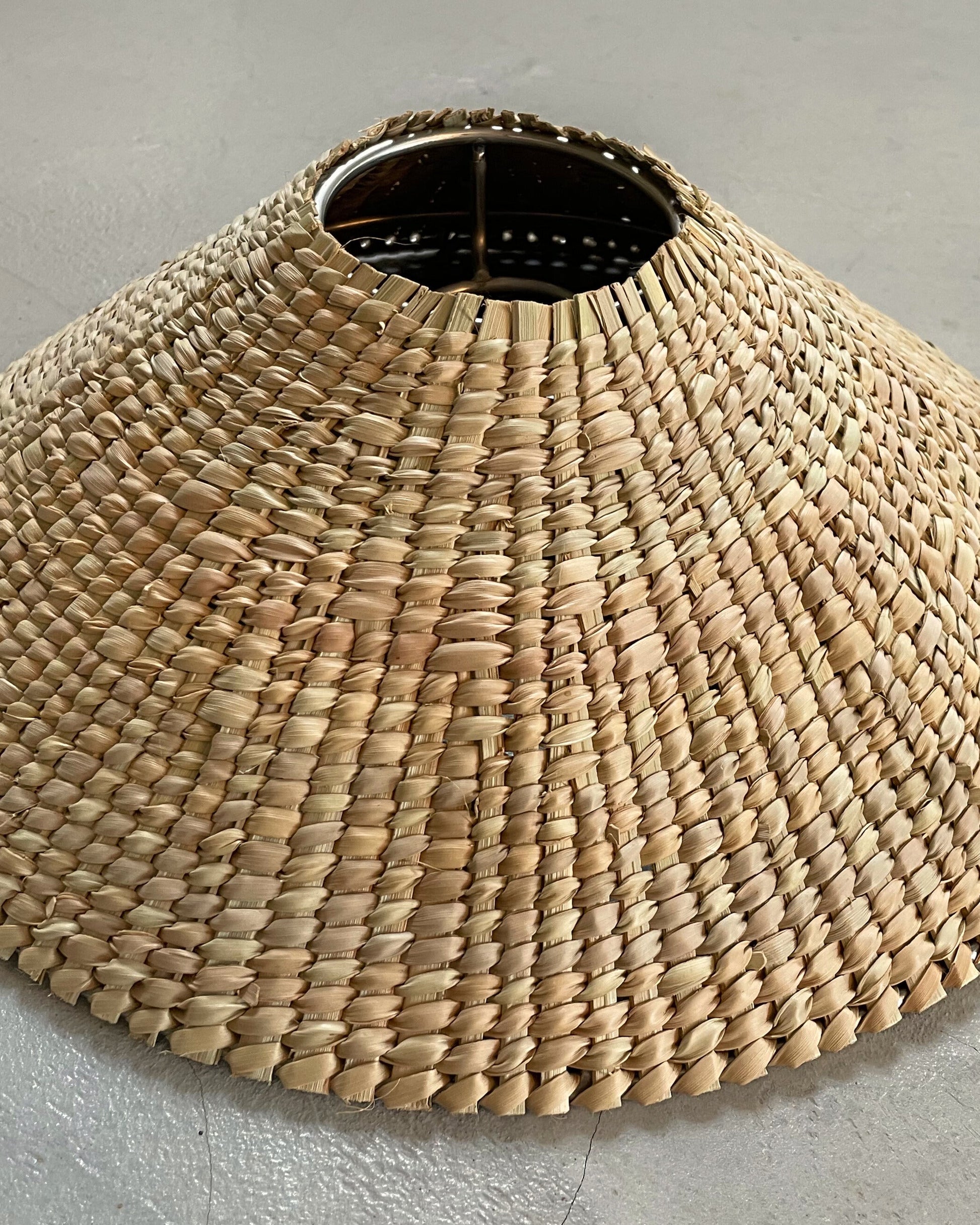 Handmade natural grass pendant hanging light lampshade woven lighting outdoor friendly customisable new modern safari lodge luxury interior