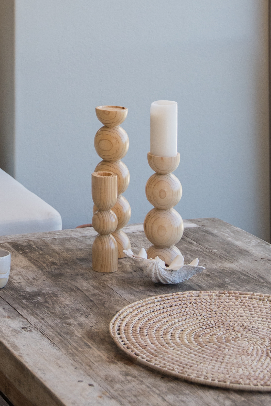 Tea light bottle necks | Wood turned candle holders