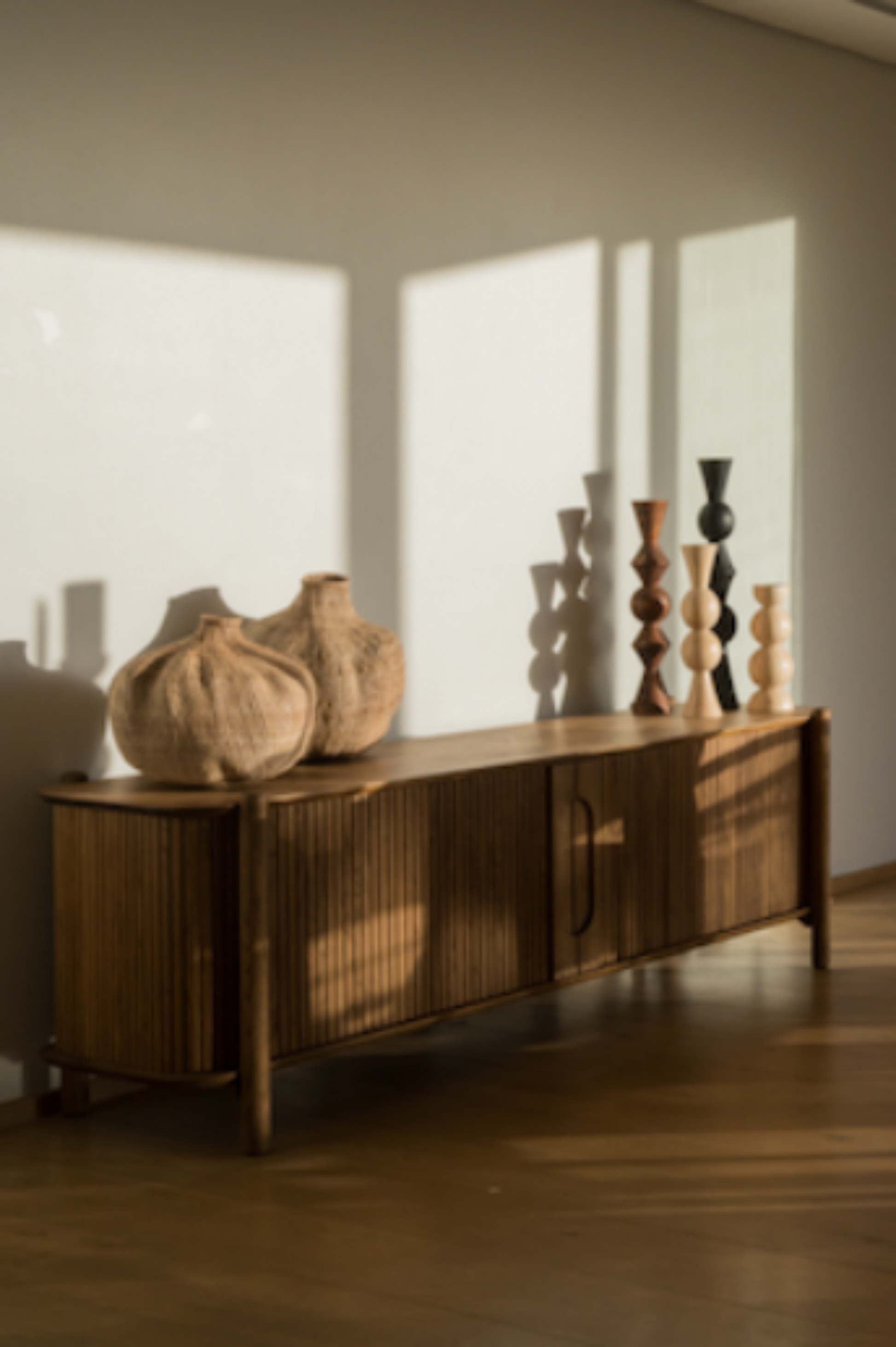 Wooden decorative items and woven garlic gourds