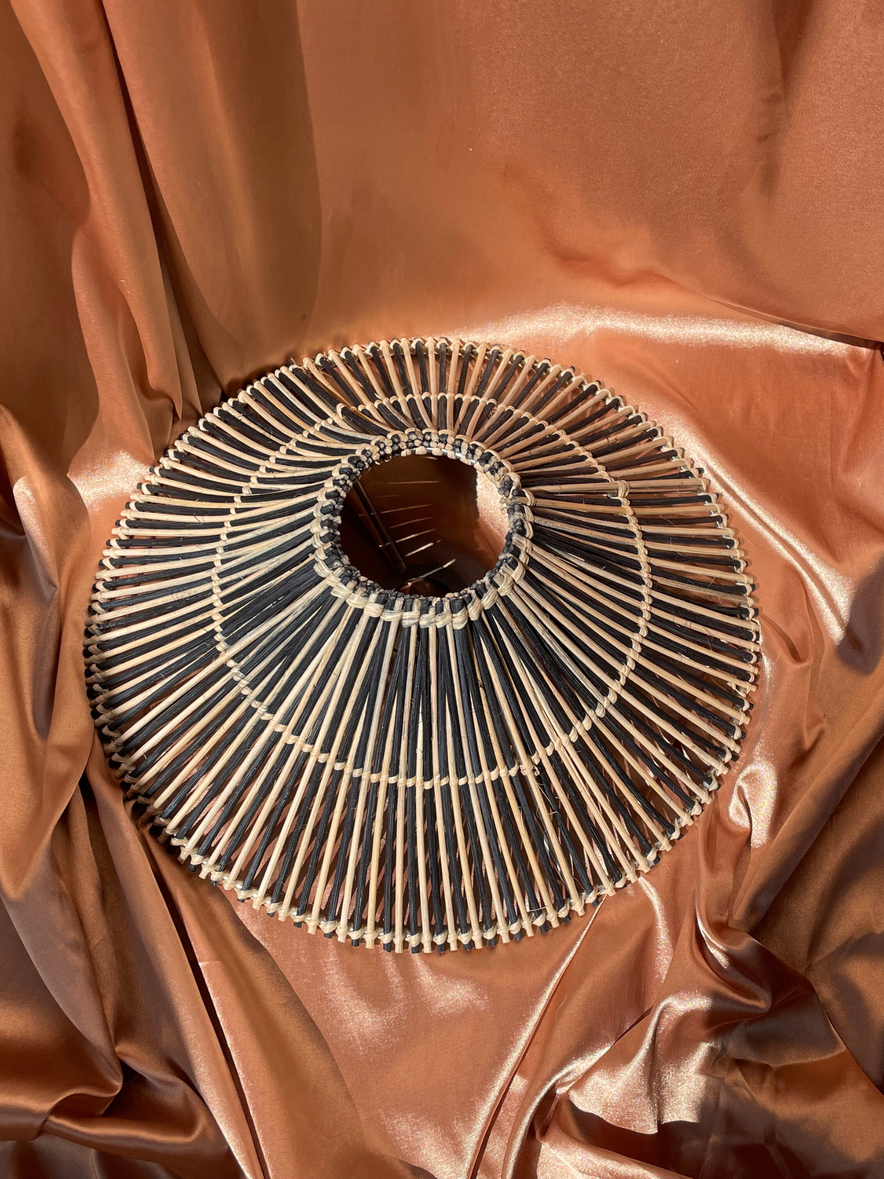 Decorative woven lampshade
Colorful woven lampshades with brass fittings and ceramic bases inspired by and locally made in Cape Town woven with black and white bamboo on stainless steel frames, with customisable fabric color cord
Soft furnishings table lamps home decor
crates_of_beauty