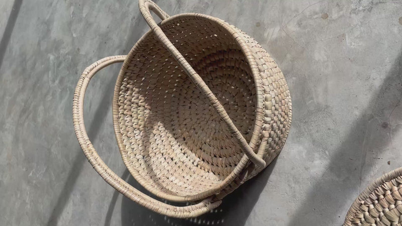 Storage basket with handles and lid