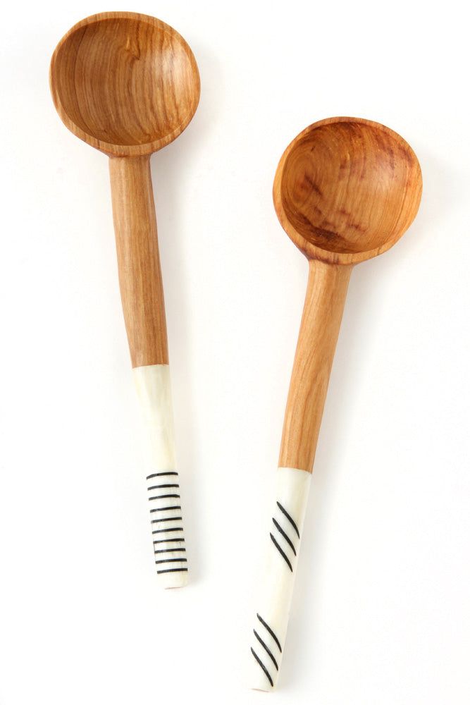 Classic olive wood salad servers
