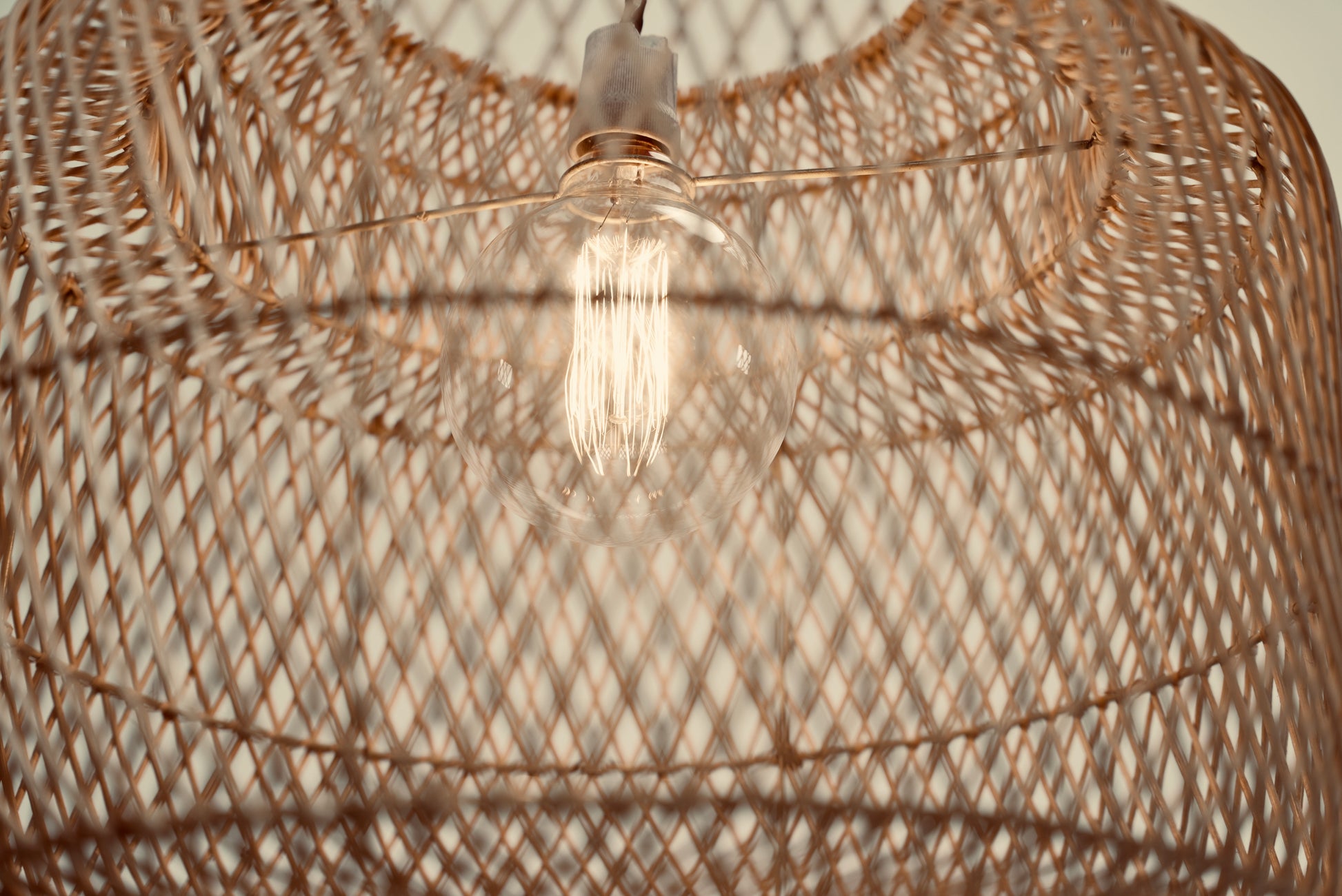 The Grand Daddy pendant woven from bamboo on stainless steel frames locally made and customisable closeup of bamboo