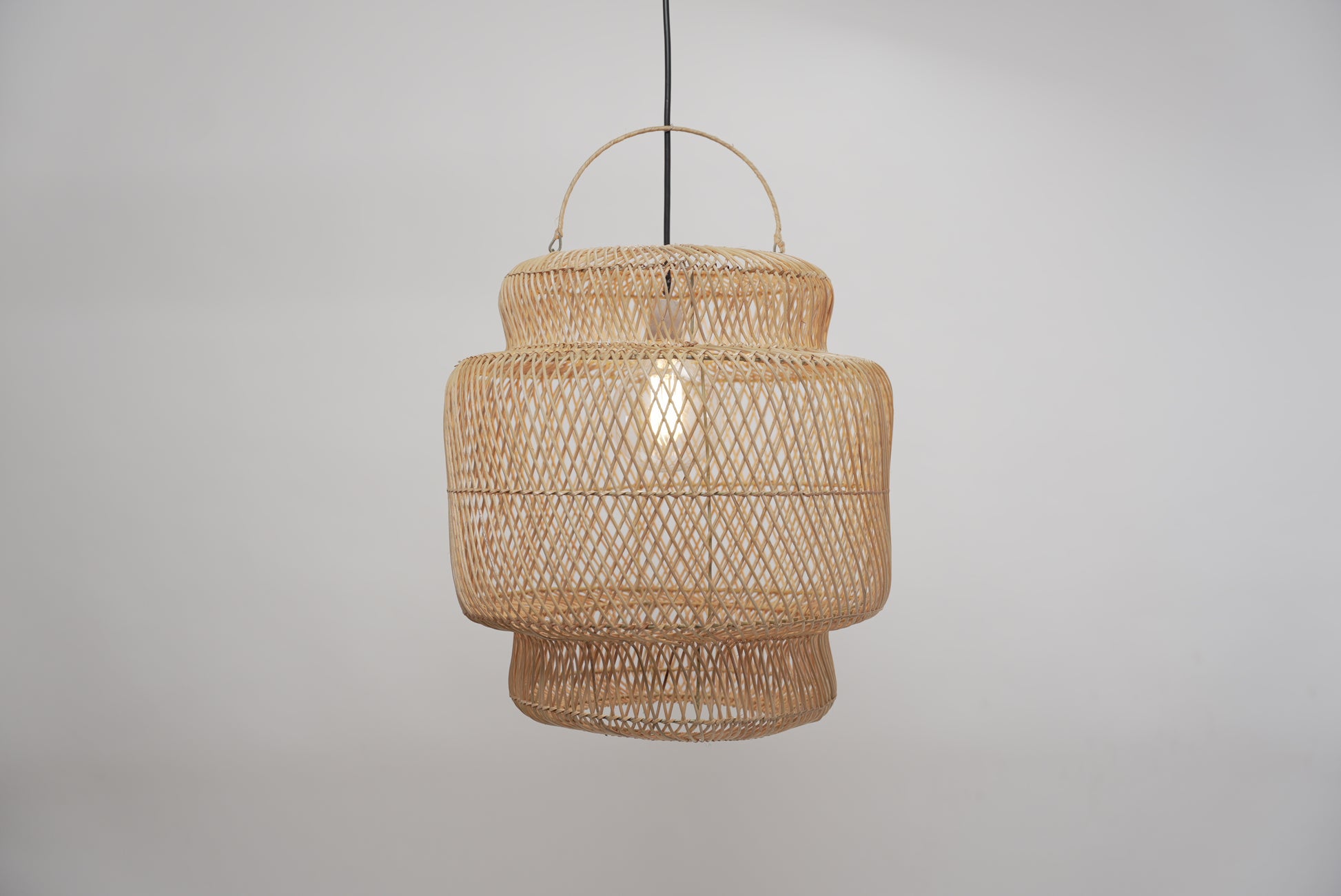 The Grand Daddy pendant woven from bamboo on stainless steel frames locally made and customisable
