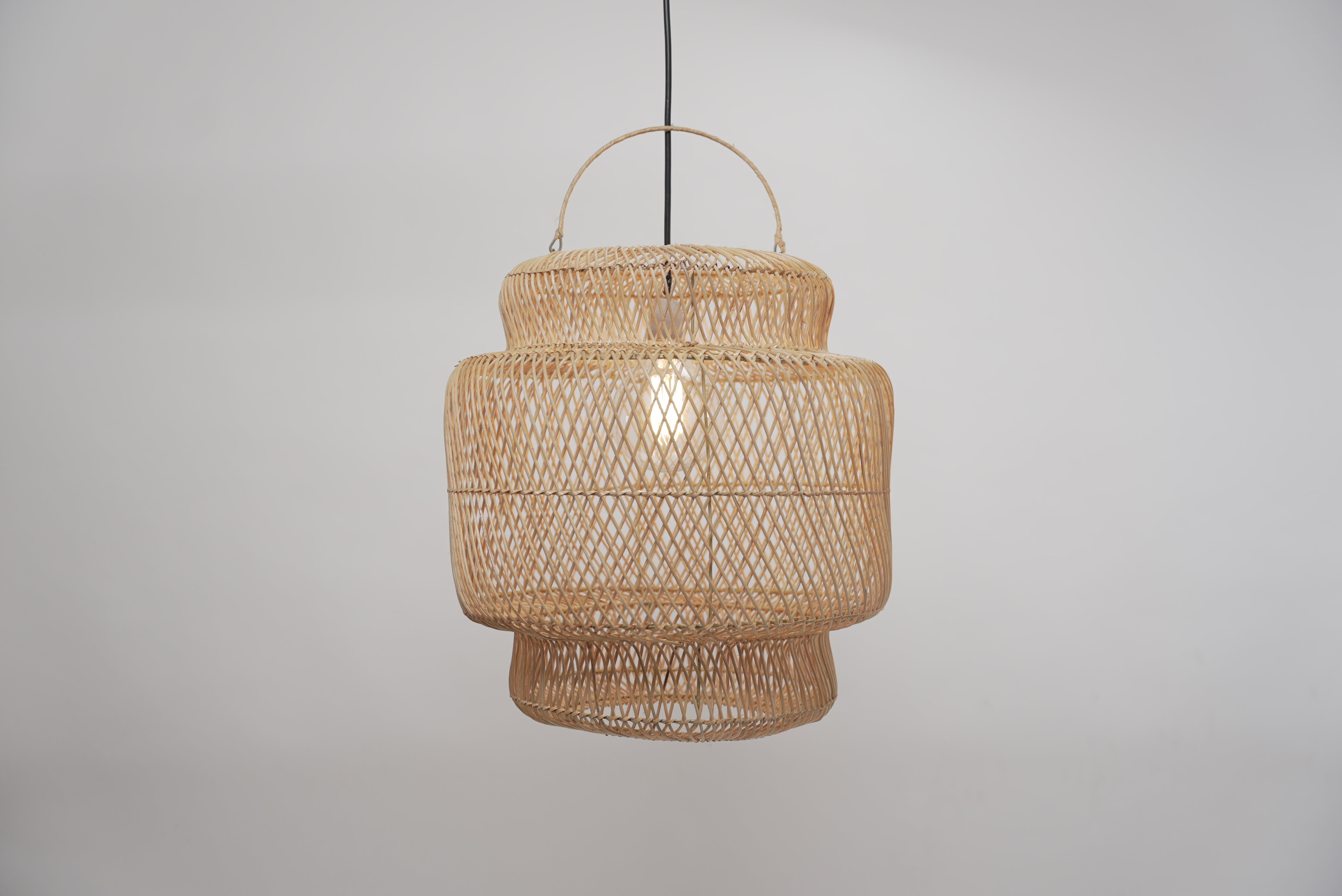 The Grand Daddy pendant woven from bamboo on stainless steel frames locally made and customisable