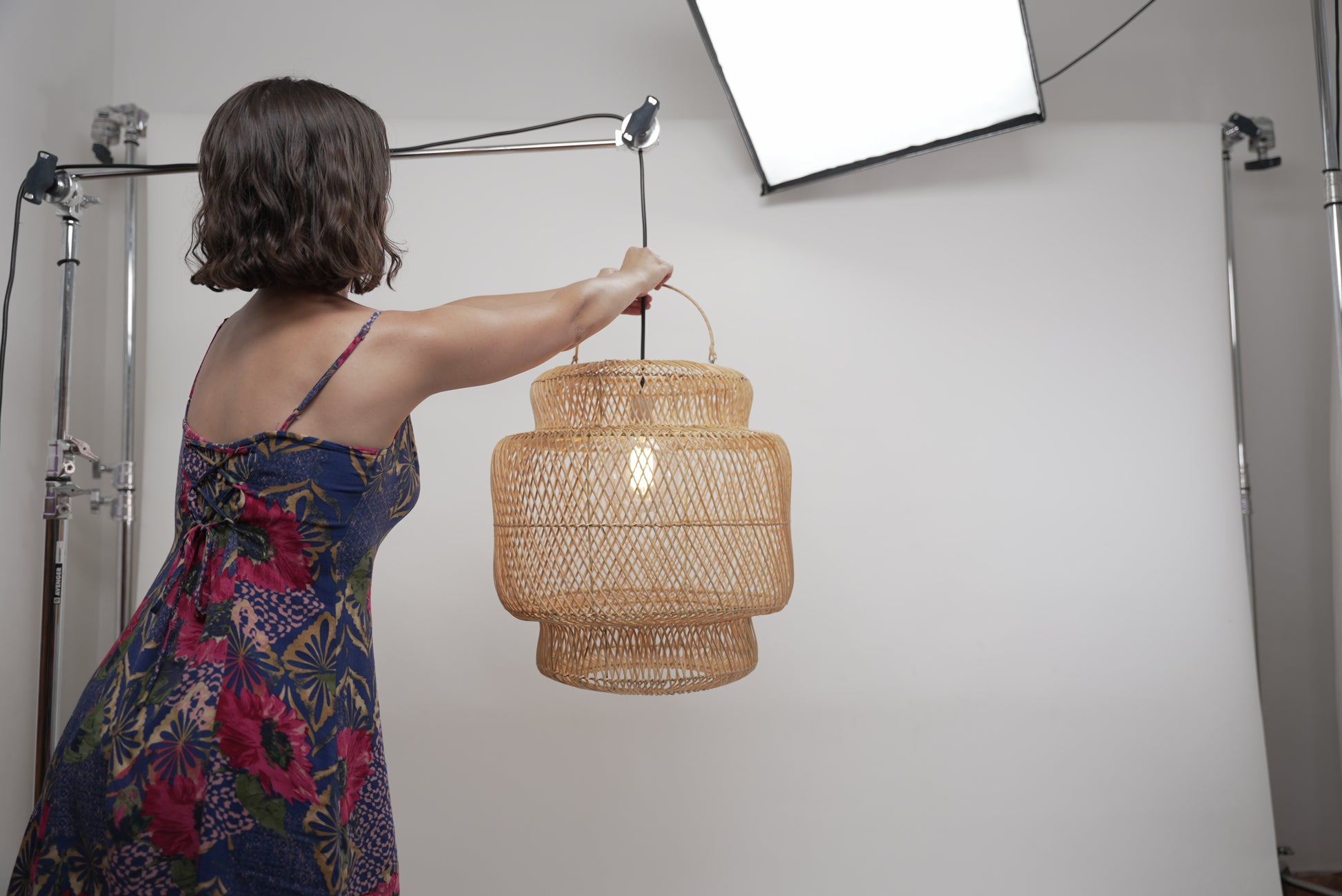 The Grand Daddy pendant woven from bamboo on stainless steel frames locally made and customisable behind the scenes