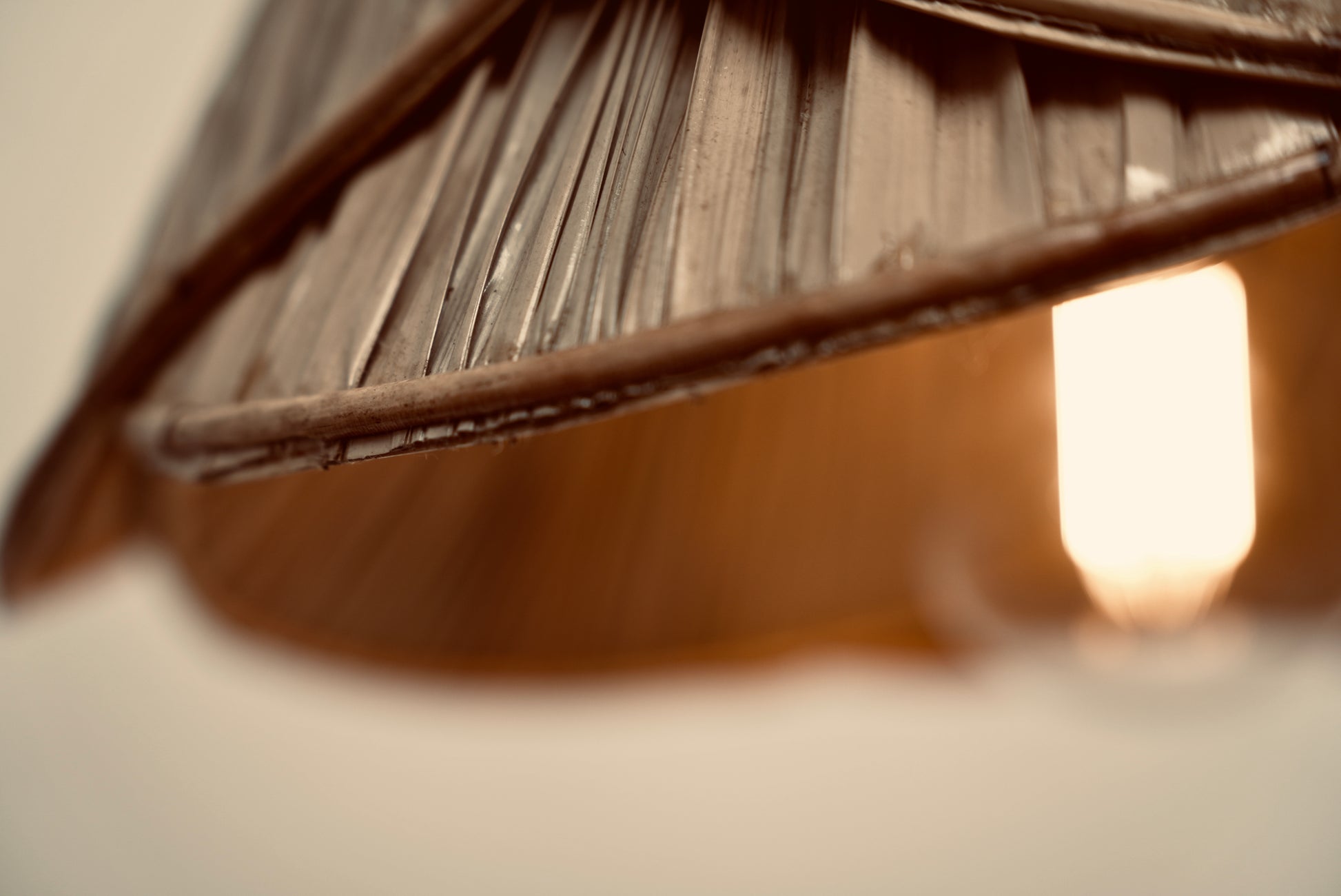 The Palm leaf pendant woven from palm leaves on bamboo rod locally made and customisable