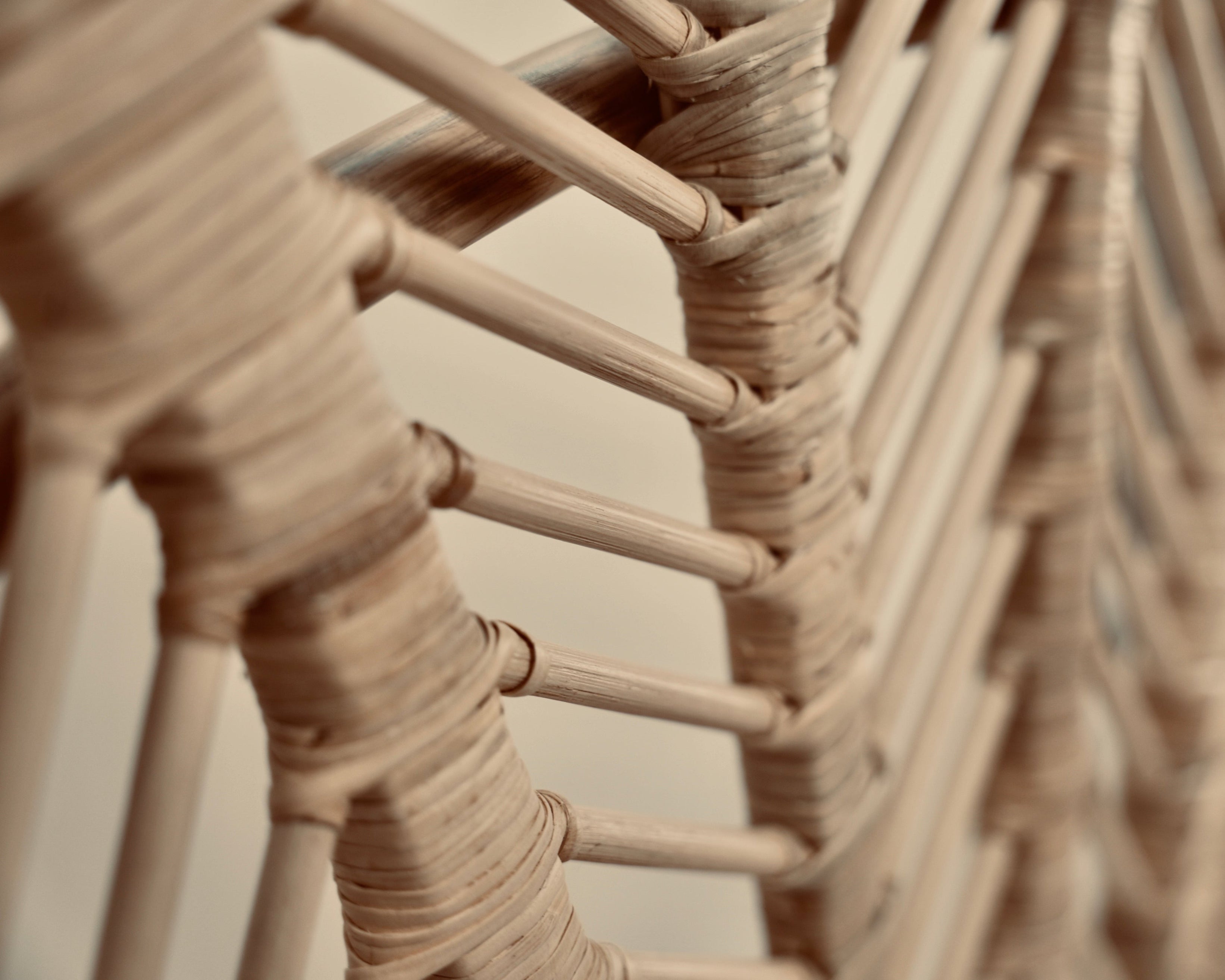 Rattan headboard closeup woven details 