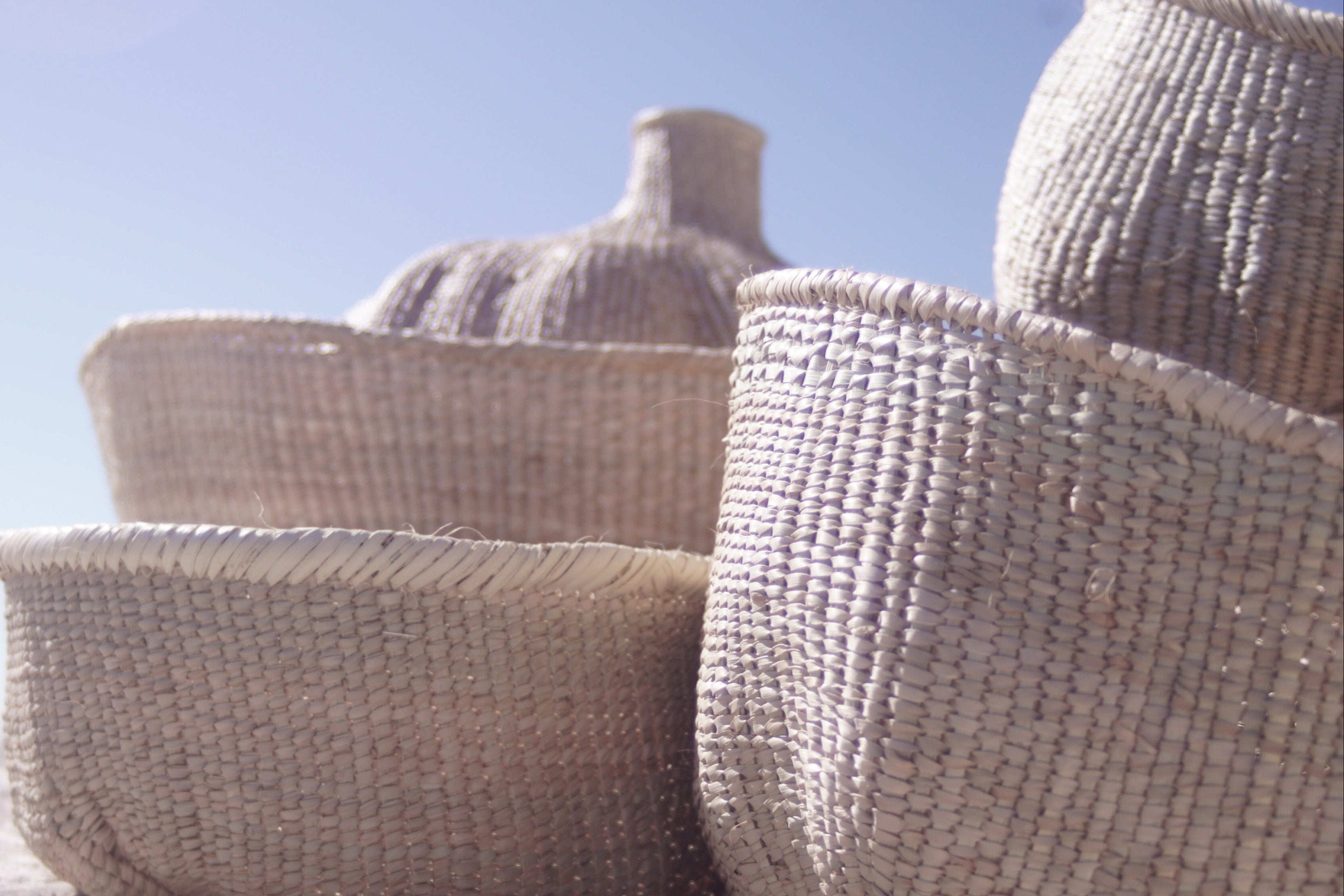 A bunch of Ilala wonky baskets 